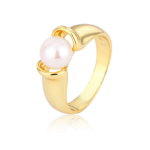 Gold Plated Sterling Silver Pearl Simple Ring