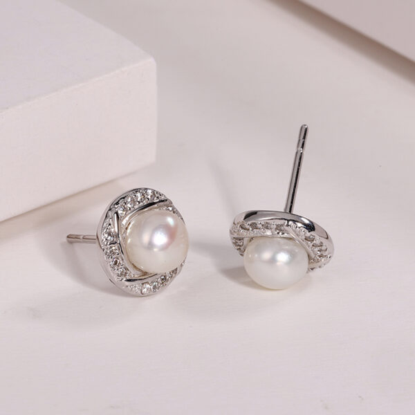 Original CZ Pave Round Pearl Earrings - Image 3