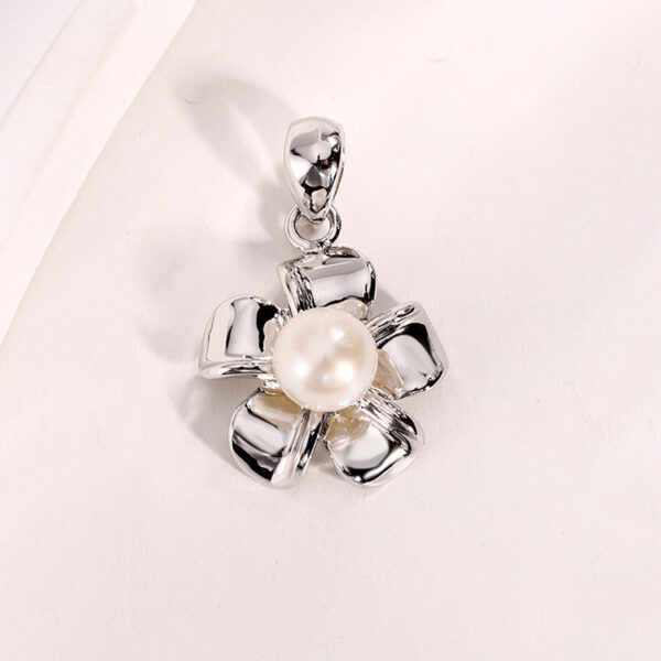 Sterling Silver Floral Pearl Pendant Charm - Image 5