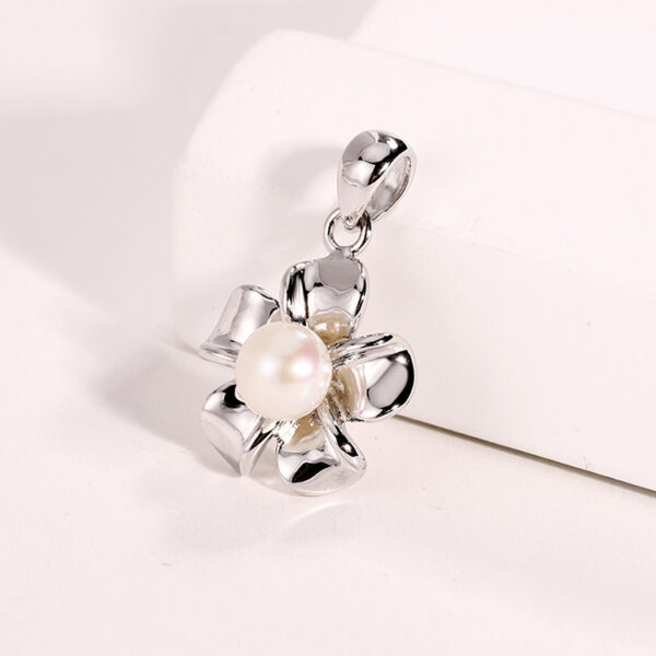 Sterling Silver Floral Pearl Pendant Charm - Image 6