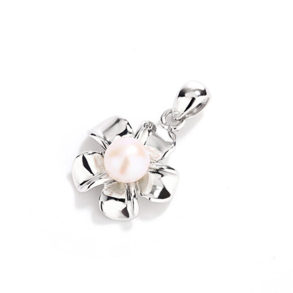 Sterling Silver Floral Pearl Pendant Charm - Image 3