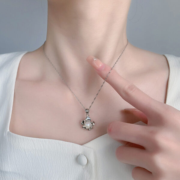 Sterling Silver Floral Pearl Pendant Charm - Image 2