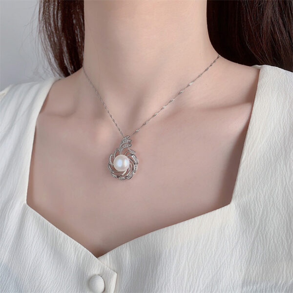 Swirl Design Sterling Silver Pearl Pendant - Image 2