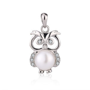Sterling Silver Owl Shaped Pearl Pendant