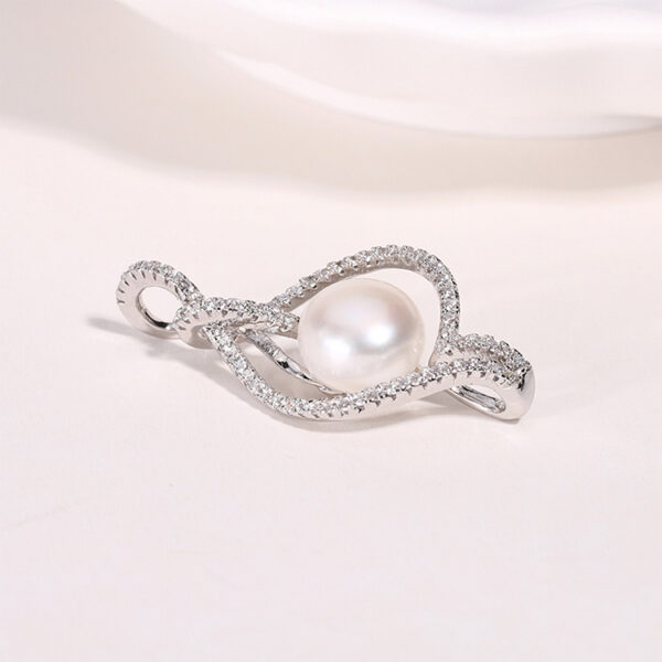 Sterling Silver Twisted Frame Pearl Pendant - Image 5