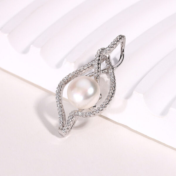 Sterling Silver Twisted Frame Pearl Pendant - Image 4