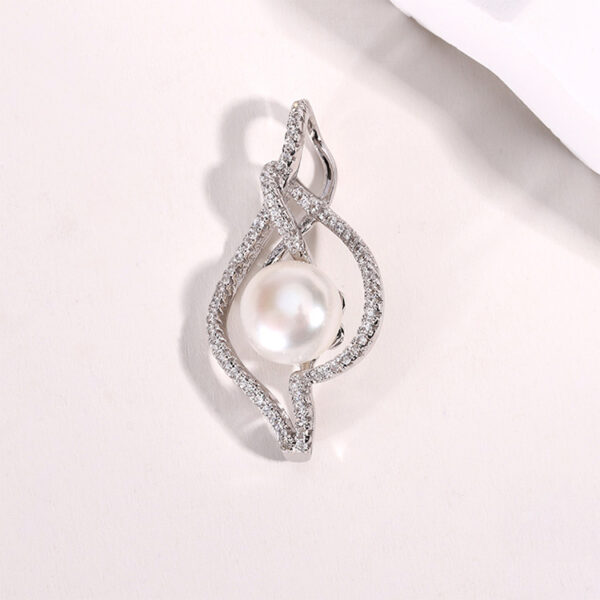 Sterling Silver Twisted Frame Pearl Pendant - Image 6