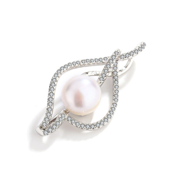 Sterling Silver Twisted Frame Pearl Pendant - Image 3