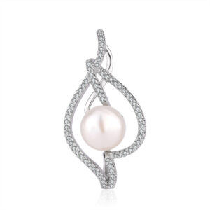 Sterling Silver Twisted Frame Pearl Pendant