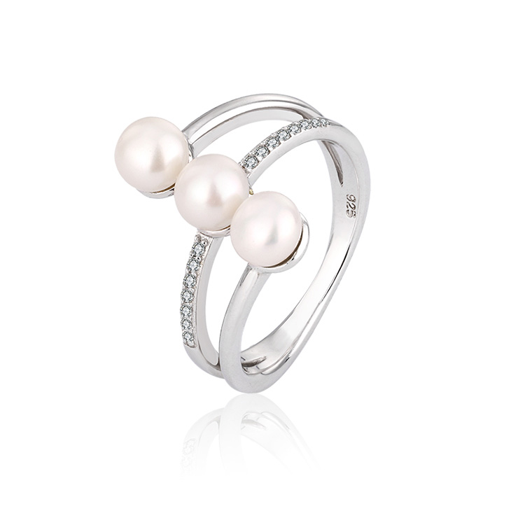 3 Pearls Sterling Silver Ring