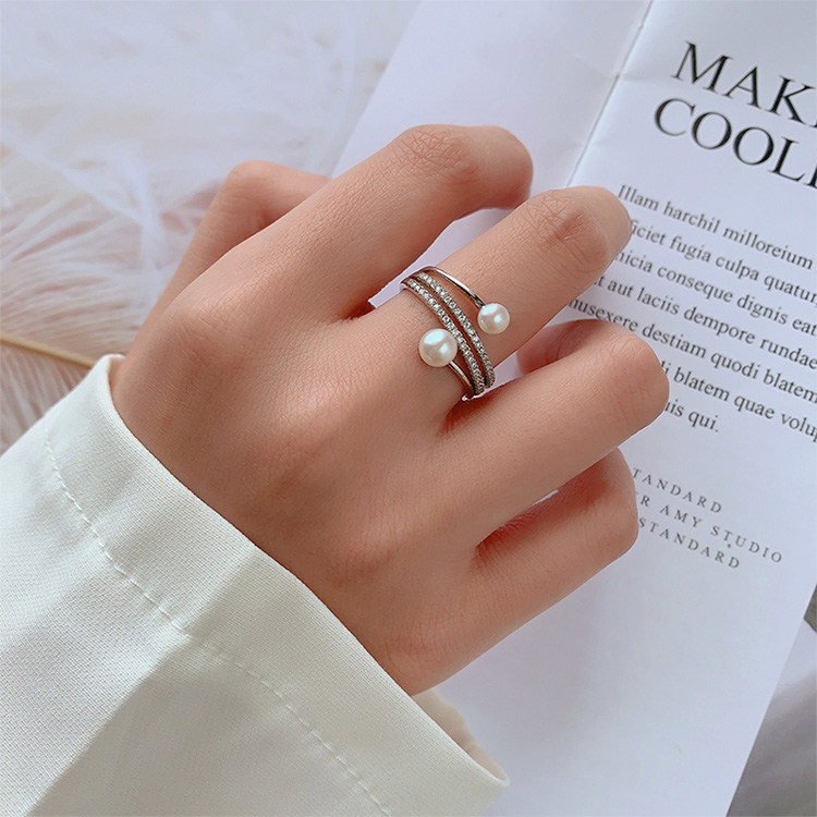 Sterling silver 2 Pearl Ring - Image 2