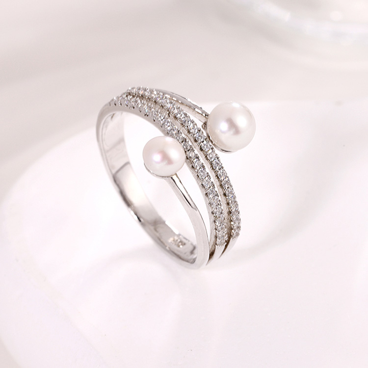 Sterling silver 2 Pearl Ring - Image 5