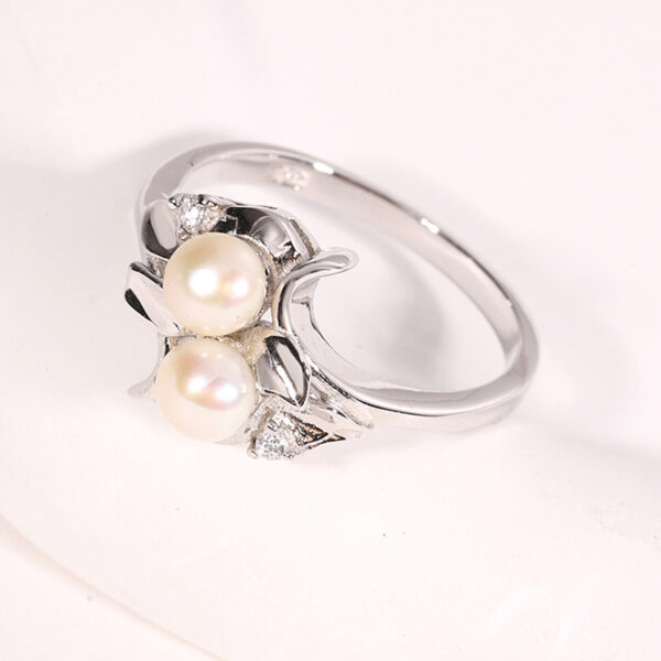 Vintage Pearl Engagement Rings with Two Pearls - Image 6