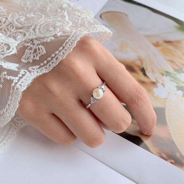 Zircon Accents Ladies Pearl Rings - Image 2