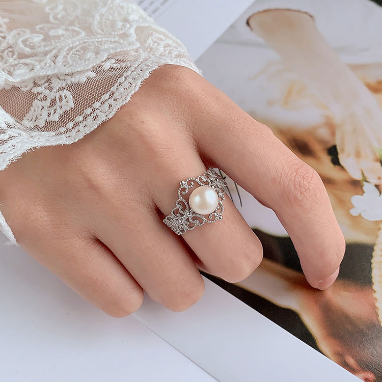 Vintage Ornate Pearl Statement Ring - Image 2