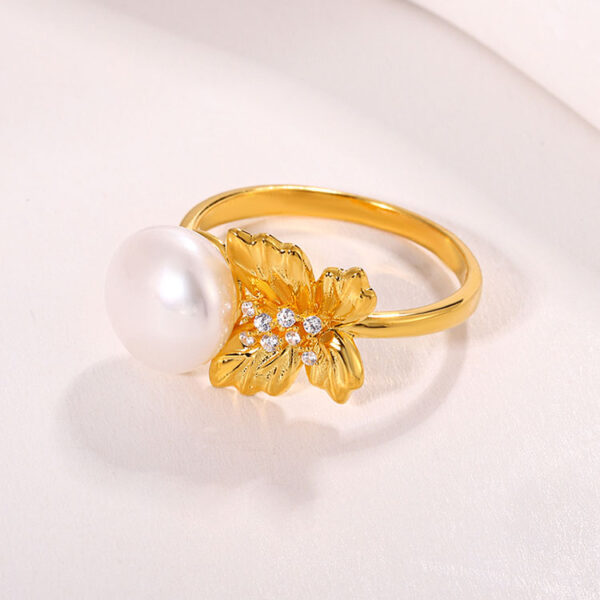 Gold Plated Butterfly Pearl Ring - Image 6