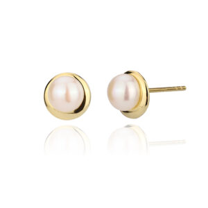 Gold Plated Silver Pearl Stud Earrings