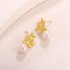 Flower Gold and Pearl Earrings - Image 4
