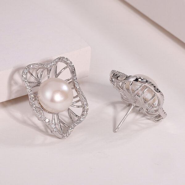 Vintage Filigree Sterling Silver Pearl Earrings - Image 5