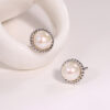 Sterling Silver Braided Rope Pearl Earrings - Image 4