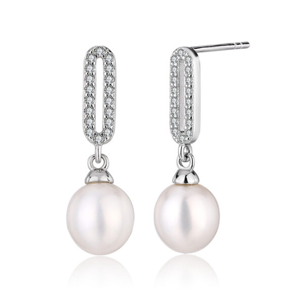 Elegant Pearl Drop Earrings with Zircons