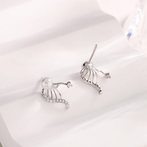 Sterling Silver Angel Wings Pearl Earrings - Image 4