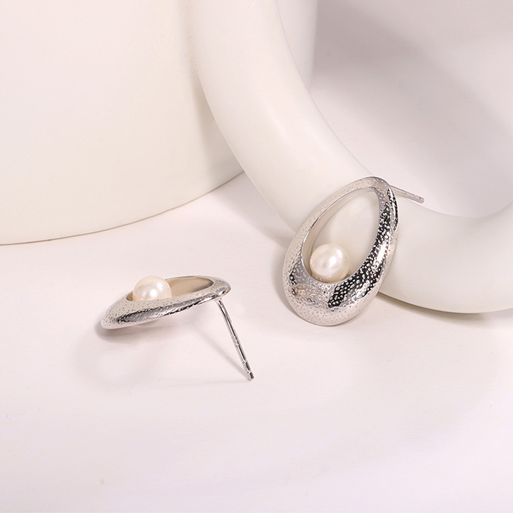 Teardrop-Shaped Sterling Silver Pearl Earrings - Image 5