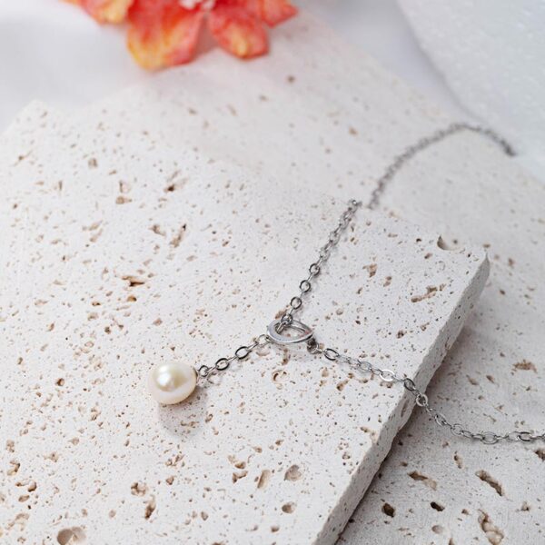 Sterling Silver Drop Pearl Pendant Necklace - Image 5