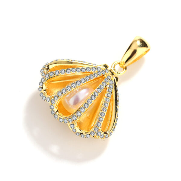 Seashell Single Pearl Gold Pendant - Image 3