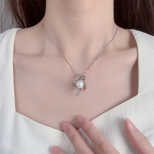 Pearl Pendant with Multiple Loops and Curves - Image 2