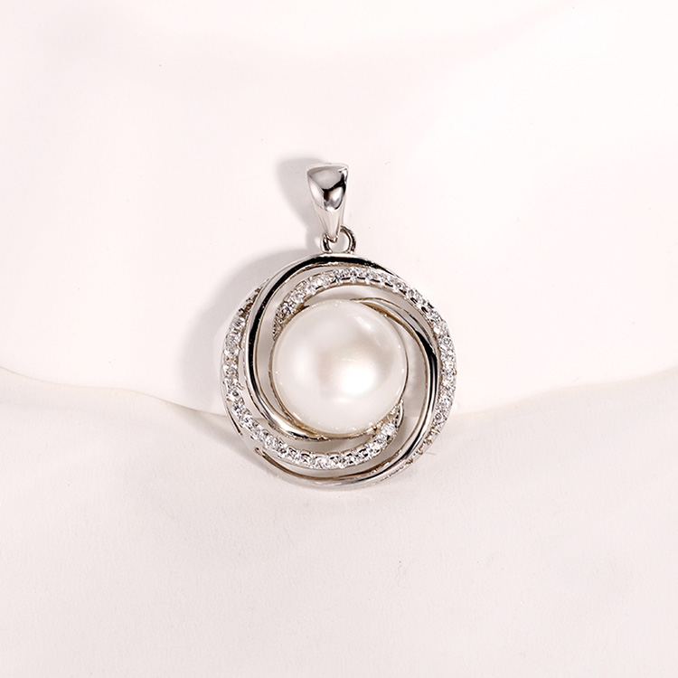 Interwoven Loops 10mm Pearl Pendant - Image 4