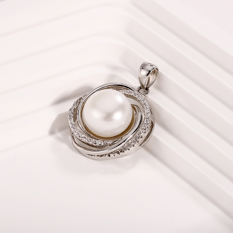 Interwoven Loops 10mm Pearl Pendant - Image 6