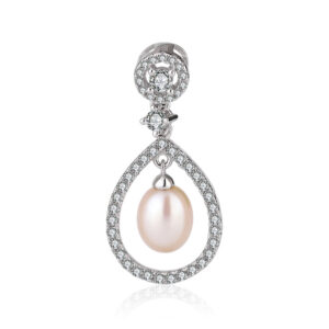 Teardrop Frame Pearl White Gold Pendant