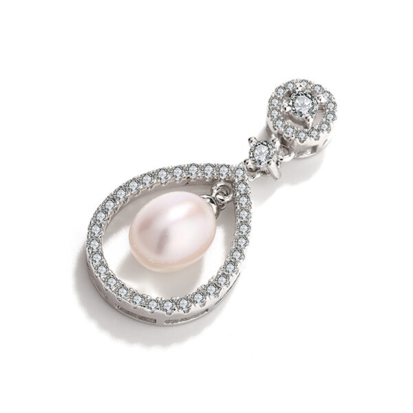 Teardrop Frame Pearl White Gold Pendant - Image 3