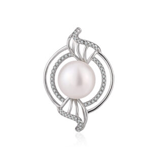 Large Round Sterling Silver Pearl Necklace Pendant