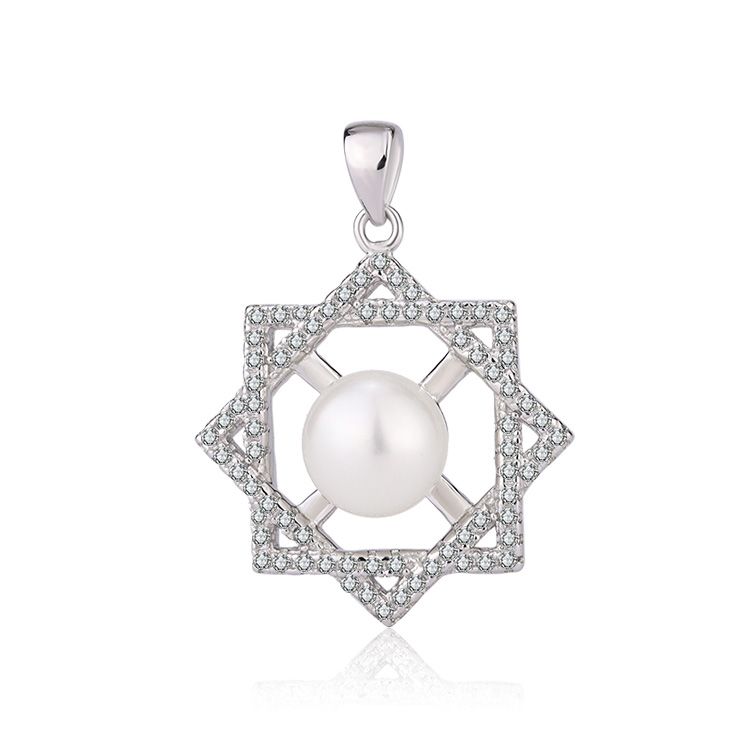 Six-Pointed Star Pearl and Diamond Pendant