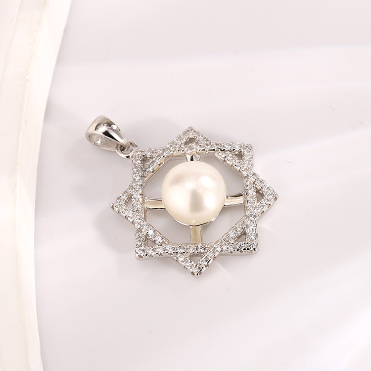 Six-Pointed Star Pearl and Diamond Pendant - Image 4