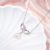 Two Intertwined Heart Women Pearl Necklace - Image 4